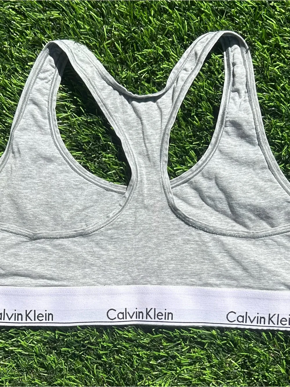 Calvin Klein Light Heather Gray Racerback Sports Bralette